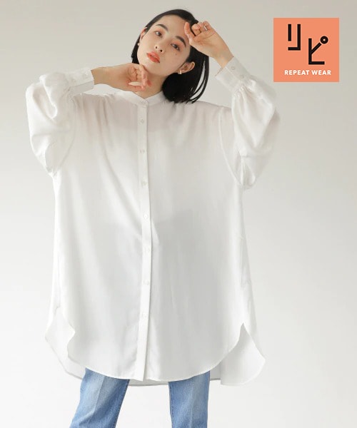 バンドカラーチュニックシャツ