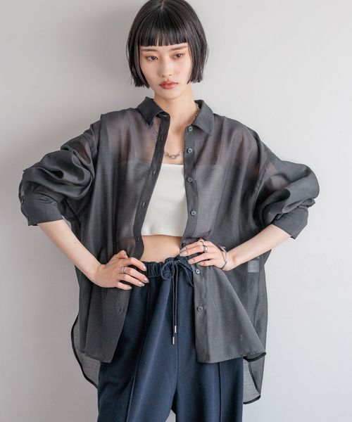 LOWRYS FARM 【追加予約】【選べるSHORT & LONG丈】シアーシャツLS* チャコールグレー ウィメンズインナー ローリーズファーム 231459 and ST アンドエスティ(旧ドットエスティ) LOWRYS FARM 【追加予約】【選べるSHORT & LONG丈】シアーシャツLS* チャコールグレー ウィメンズインナー ローリーズファーム 231459 and ST アンドエスティ(旧ドットエスティ)