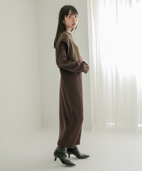 カラー予約受付中 セットアイテム ガラニットベスト２ｐワンピース 公式 ローリーズファーム Lowrys Farm 通販