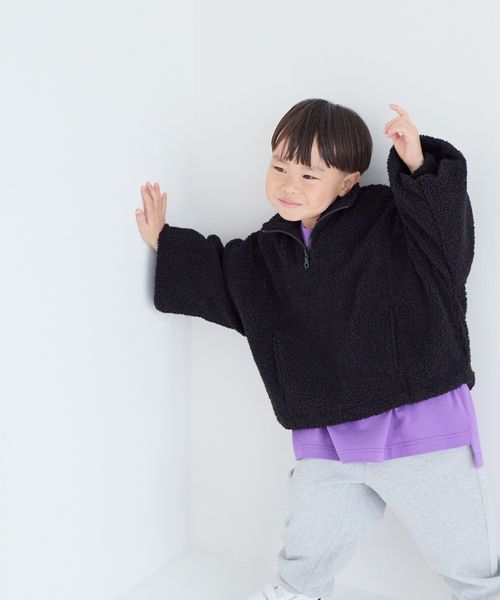 LOWRYS FARM 【KIDS】ボアハーフZIPS/PO ブラック キッズ ローリーズファーム 250929 and ST アンドエスティ(旧ドットエスティ) LOWRYS FARM 【KIDS】ボアハーフZIPS/PO ブラック キッズ ローリーズファーム 250929 and ST アンドエスティ(旧ドットエスティ)