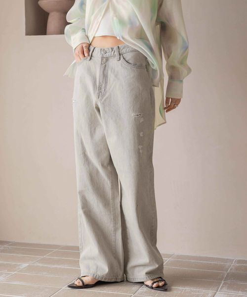 LOWRYS FARM ワイドストレートデニムパンツ ライトグレー S ウィメンズボトムス ローリーズファーム 252605 and ST アンドエスティ(旧ドットエスティ) LOWRYS FARM ワイドストレートデニムパンツ ライトグレー S ウィメンズボトムス ローリーズファーム 252605 and ST アンドエスティ(旧ドットエスティ)