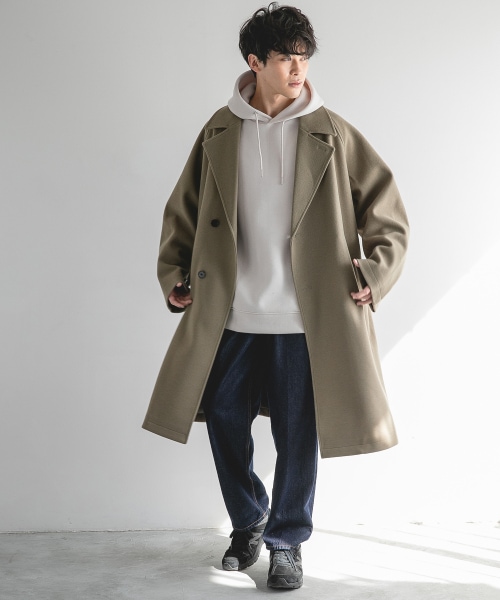 COURO 3WAYネックウールライクオーバーコート