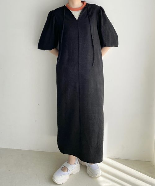 【前後着用可能】チェックバルーンスリーブワンピース Ｆ