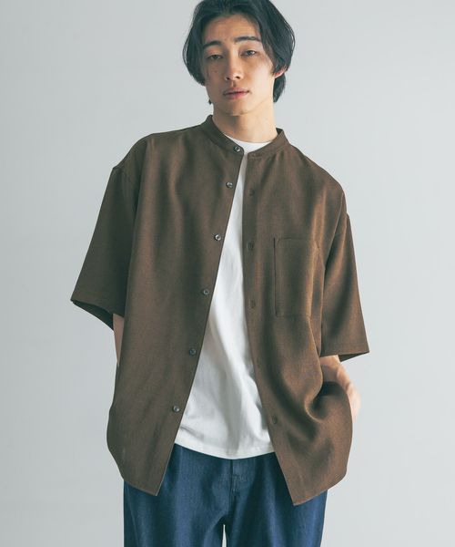 LOWRYS FARM 【MEN】ホップサックバンドシャツSS ブラウン L メンズ ローリーズファーム 290351 and ST アンドエスティ(旧ドットエスティ) LOWRYS FARM 【MEN】ホップサックバンドシャツSS ブラウン L メンズ ローリーズファーム 290351 and ST アンドエスティ(旧ドットエスティ)