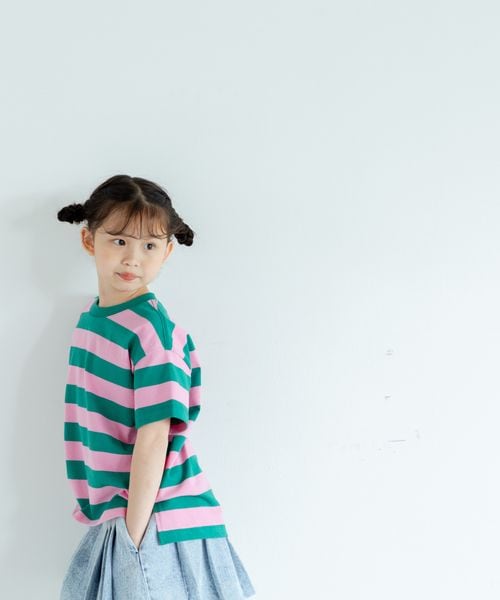 LOWRYS FARM 【KIDS】フトボーダーBIGT グリーン キッズ ローリーズファーム 319681 and ST アンドエスティ(旧ドットエスティ) LOWRYS FARM 【KIDS】フトボーダーBIGT グリーン キッズ ローリーズファーム 319681 and ST アンドエスティ(旧ドットエスティ)