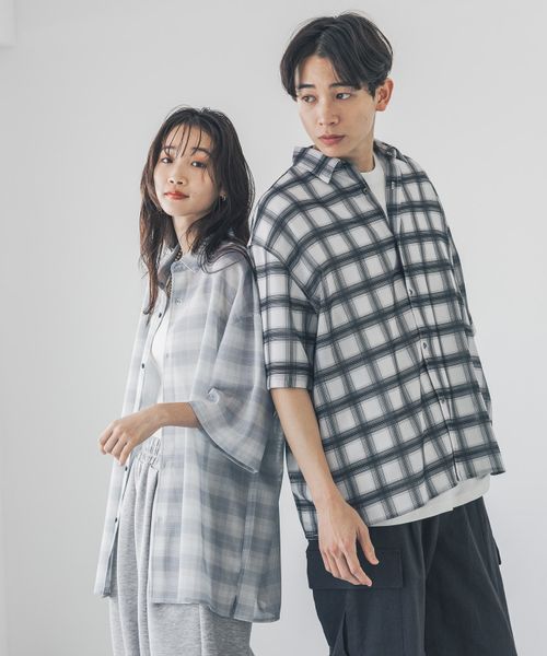 LOWRYS FARM 【UNISEX】メッシュオンブレチェックシャツSS ブラック L メンズ ローリーズファーム 325557 and ST アンドエスティ(旧ドットエスティ) LOWRYS FARM 【UNISEX】メッシュオンブレチェックシャツSS ブラック L メンズ ローリーズファーム 325557 and ST アンドエスティ(旧ドットエスティ)