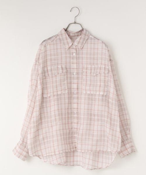 LOWRYS FARM シアーチェックシャツ ベージュ FREE ウィメンズインナー ローリーズファーム 325782 and ST アンドエスティ(旧ドットエスティ) LOWRYS FARM シアーチェックシャツ ベージュ FREE ウィメンズインナー ローリーズファーム 325782 and ST アンドエスティ(旧ドットエスティ)