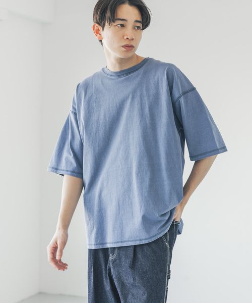 LOWRYS FARM 【MENS】ピグメントアウトシームTシャツSS ブルー M メンズ ローリーズファーム 328029 and ST アンドエスティ(旧ドットエスティ) LOWRYS FARM 【MENS】ピグメントアウトシームTシャツSS ブルー M メンズ ローリーズファーム 328029 and ST アンドエスティ(旧ドットエスティ)