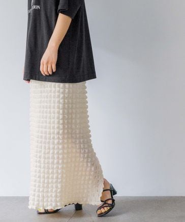 【WEB先行予約アイテム】【yuw】フクレジャガードタイトスカート