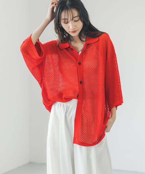 LOWRYS FARM 【UNISEX】メッシュニットカーディガンSS レッド FREE メンズ ローリーズファーム 451350 and ST アンドエスティ(旧ドットエスティ) LOWRYS FARM 【UNISEX】メッシュニットカーディガンSS レッド FREE メンズ ローリーズファーム 451350 and ST アンドエスティ(旧ドットエスティ)