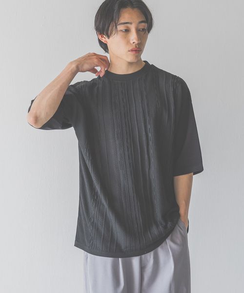 LOWRYS FARM 【MEN】3DニットキリカエTSS ブラック M メンズ ローリーズファーム 452339 and ST アンドエスティ(旧ドットエスティ) LOWRYS FARM 【MEN】3DニットキリカエTSS ブラック M メンズ ローリーズファーム 452339 and ST アンドエスティ(旧ドットエスティ)
