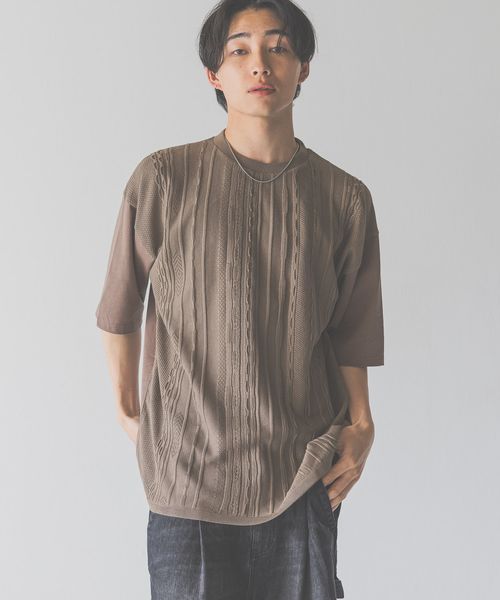LOWRYS FARM 【MEN】3DニットキリカエTSS ブラウン M メンズ ローリーズファーム 452339 and ST アンドエスティ(旧ドットエスティ) LOWRYS FARM 【MEN】3DニットキリカエTSS ブラウン M メンズ ローリーズファーム 452339 and ST アンドエスティ(旧ドットエスティ)