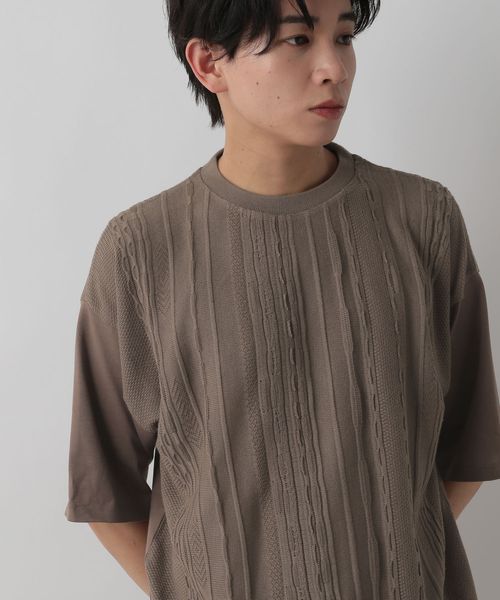 LOWRYS FARM 【MEN】3DニットキリカエTSS ブラウン L メンズ ローリーズファーム 452339 and ST アンドエスティ(旧ドットエスティ) LOWRYS FARM 【MEN】3DニットキリカエTSS ブラウン L メンズ ローリーズファーム 452339 and ST アンドエスティ(旧ドットエスティ)