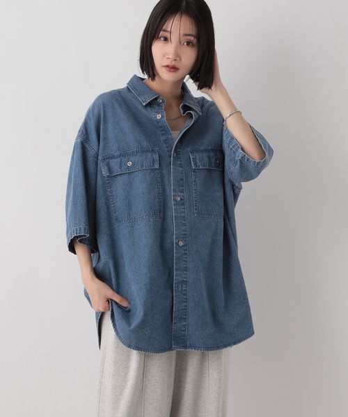 LOWRYS FARM 【UNISEX】デニムオーバーシャツSS ブルー L メンズ ローリーズファーム 490877 and ST アンドエスティ(旧ドットエスティ) LOWRYS FARM 【UNISEX】デニムオーバーシャツSS ブルー L メンズ ローリーズファーム 490877 and ST アンドエスティ(旧ドットエスティ)