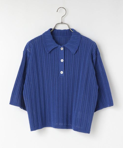 LOWRYS FARM ニットポロ5S ブルー FREE ウィメンズインナー ローリーズファーム 492361 and ST アンドエスティ(旧ドットエスティ) LOWRYS FARM ニットポロ5S ブルー FREE ウィメンズインナー ローリーズファーム 492361 and ST アンドエスティ(旧ドットエスティ)