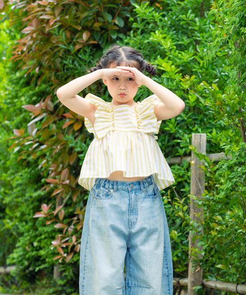 LOWRYS FARM 【KIDS】ストライプフリルブラウス イエロー キッズ ローリーズファーム 495481 and ST アンドエスティ(旧ドットエスティ) LOWRYS FARM 【KIDS】ストライプフリルブラウス イエロー キッズ ローリーズファーム 495481 and ST アンドエスティ(旧ドットエスティ)