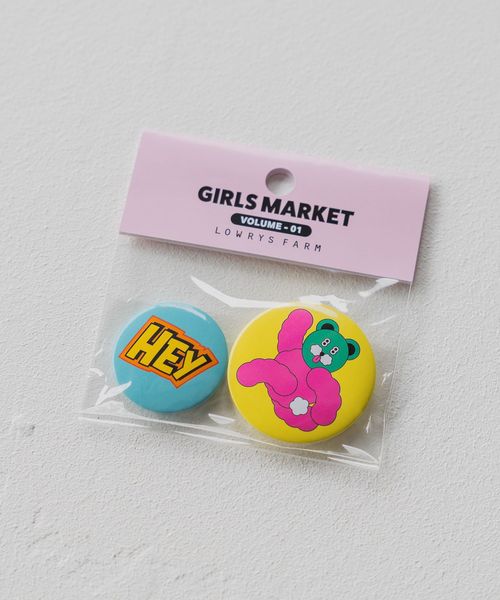 LOWRYS FARM GIRLS MARKET バッチ イエロー ウィメンズグッズ ローリーズファーム 497414 and ST アンドエスティ(旧ドットエスティ) LOWRYS FARM GIRLS MARKET バッチ イエロー ウィメンズグッズ ローリーズファーム 497414 and ST アンドエスティ(旧ドットエスティ)