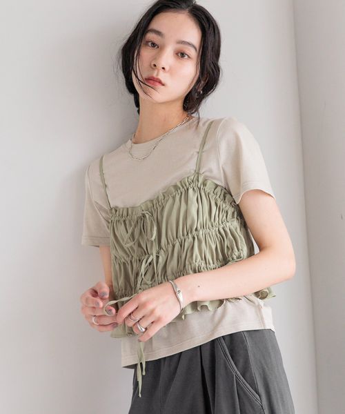 LOWRYS FARM プチラメTEE ライトベージュ FREE ウィメンズインナー ローリーズファーム 499872 and ST アンドエスティ(旧ドットエスティ) LOWRYS FARM プチラメTEE ライトベージュ FREE ウィメンズインナー ローリーズファーム 499872 and ST アンドエスティ(旧ドットエスティ)