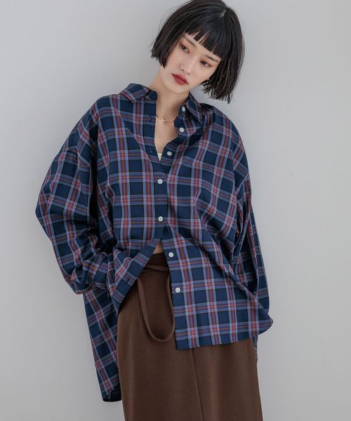 LOWRYS FARM アソートチェックBIGシャツ ブルー FREE ウィメンズインナー ローリーズファーム 525629 and ST アンドエスティ(旧ドットエスティ) LOWRYS FARM アソートチェックBIGシャツ ブルー FREE ウィメンズインナー ローリーズファーム 525629 and ST アンドエスティ(旧ドットエスティ)