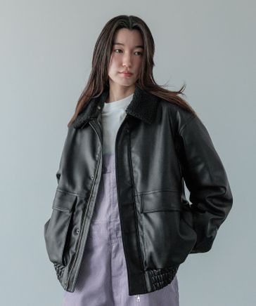 新ラインLFM(U)】フェイクレザーボアジャケット【UNISEX】【予約