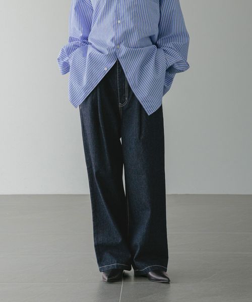 LOWRYS FARM 【LFM(U)】デニムタックワイドパンツ【UNISEX】 ネイビー L メンズ ローリーズファーム 571356 and ST アンドエスティ(旧ドットエスティ) LOWRYS FARM 【LFM(U)】デニムタックワイドパンツ【UNISEX】 ネイビー L メンズ ローリーズファーム 571356 and ST アンドエスティ(旧ドットエスティ)