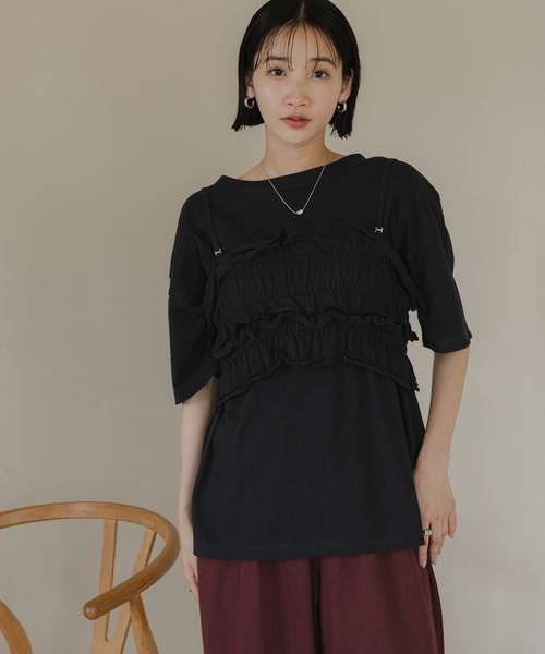LOWRYS FARM 【セットアイテム】フリルビスチェセットTEE ブラック FREE ウィメンズインナー ローリーズファーム 571415 and ST アンドエスティ(旧ドットエスティ) LOWRYS FARM 【セットアイテム】フリルビスチェセットTEE ブラック FREE ウィメンズインナー ローリーズファーム 571415 and ST アンドエスティ(旧ドットエスティ)