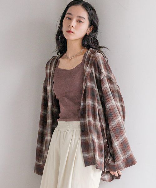 LOWRYS FARM オンブレチェックシャツ ボルドー FREE ウィメンズインナー ローリーズファーム 576769 and ST アンドエスティ(旧ドットエスティ) LOWRYS FARM オンブレチェックシャツ ボルドー FREE ウィメンズインナー ローリーズファーム 576769 and ST アンドエスティ(旧ドットエスティ)