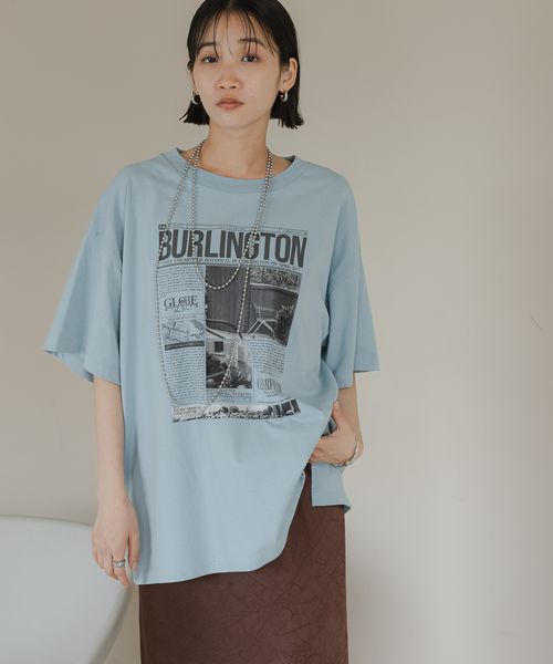 LOWRYS FARM NEWS PAPER TEE ブルー FREE ウィメンズインナー ローリーズファーム 576808 and ST アンドエスティ(旧ドットエスティ) LOWRYS FARM NEWS PAPER TEE ブルー FREE ウィメンズインナー ローリーズファーム 576808 and ST アンドエスティ(旧ドットエスティ)