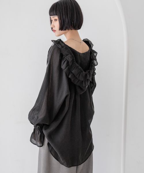 LOWRYS FARM フリルフードシャツ ブラック FREE ウィメンズインナー ローリーズファーム 579513 and ST アンドエスティ(旧ドットエスティ) LOWRYS FARM フリルフードシャツ ブラック FREE ウィメンズインナー ローリーズファーム 579513 and ST アンドエスティ(旧ドットエスティ)