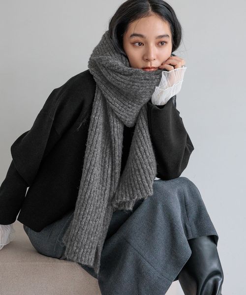 LOWRYS FARM リブニットストール チャコールグレー ウィメンズグッズ ローリーズファーム 580184 and ST アンドエスティ(旧ドットエスティ) LOWRYS FARM リブニットストール チャコールグレー ウィメンズグッズ ローリーズファーム 580184 and ST アンドエスティ(旧ドットエスティ)