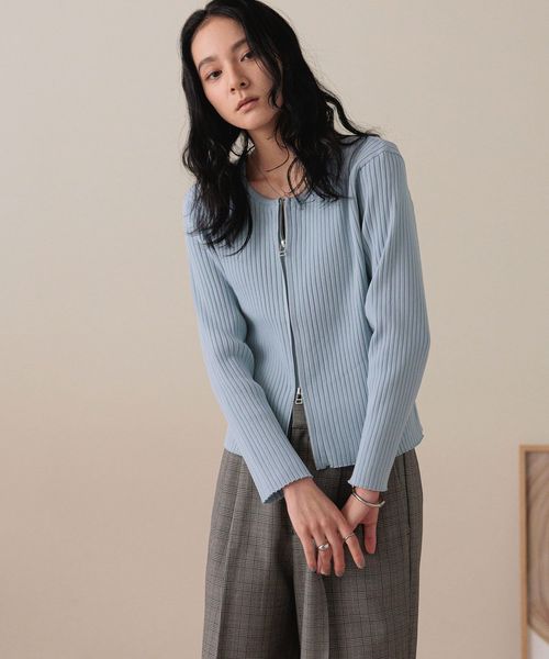 LOWRYS FARM WZIPリブカーディガンLS ライトブルー ウィメンズインナー ローリーズファーム 583233 and ST アンドエスティ(旧ドットエスティ) LOWRYS FARM WZIPリブカーディガンLS ライトブルー ウィメンズインナー ローリーズファーム 583233 and ST アンドエスティ(旧ドットエスティ)