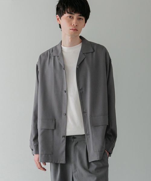 LOWRYS FARM 【新ラインLFM(U)】TWILLシャツジャケット【UNISEX】 グレー L メンズ ローリーズファーム 587859 and ST アンドエスティ(旧ドットエスティ) LOWRYS FARM 【新ラインLFM(U)】TWILLシャツジャケット【UNISEX】 グレー L メンズ ローリーズファーム 587859 and ST アンドエスティ(旧ドットエスティ)