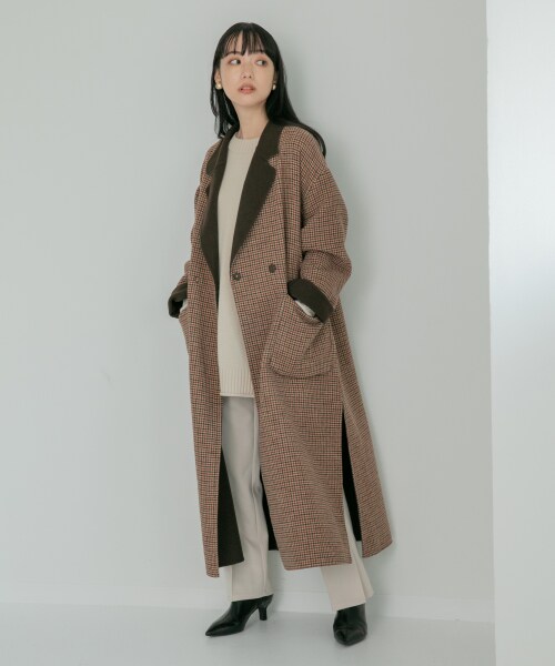 【WEB限定ロング丈】メリノＷフェイスリバーシブルコート＊／Ｗ