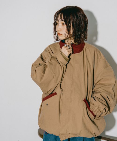 and ST MAKE 【よぴよここ企画】ユニセックス配色ブルゾン [yokobou] ベージュ FREE yokobou アンドエスティメイク 591304 and ST アンドエスティ（旧ドットエスティ）