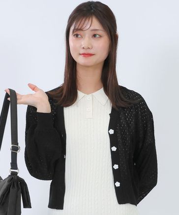 MARY QUANT カーディガン マリークワント mary quant 透かし編み