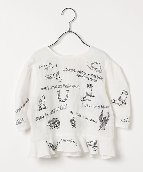 merruny. 綿麻ウエスタン刺繍パフスリーブブラウス オフホワイト M キッズ メルニー 451206 and ST アンドエスティ(旧ドットエスティ) merruny. 綿麻ウエスタン刺繍パフスリーブブラウス オフホワイト M キッズ メルニー 451206 and ST アンドエスティ(旧ドットエスティ)
