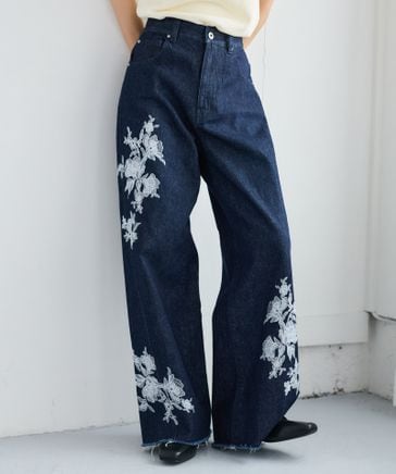 レース刺繍デニムパンツ | [公式]ミスティウーマン（mysty woman）通販