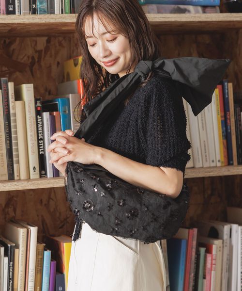 mysty woman リボンショルダーサテン*スパンコールBAG ブラック FREE ウィメンズグッズ ミスティーウーマン 140888 and ST アンドエスティ(旧ドットエスティ) mysty woman リボンショルダーサテン*スパンコールBAG ブラック FREE ウィメンズグッズ ミスティーウーマン 140888 and ST アンドエスティ(旧ドットエスティ)