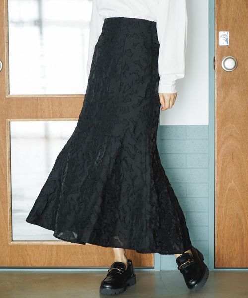 【ブラック】ジャガードマーメイドスカート