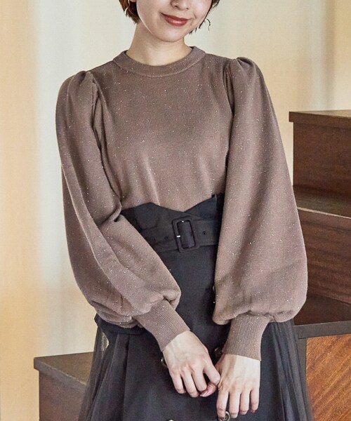 大人気アイテム再入荷 ラメボリュームスリーブニット 公式 ミスティウーマン Mysty Woman 通販