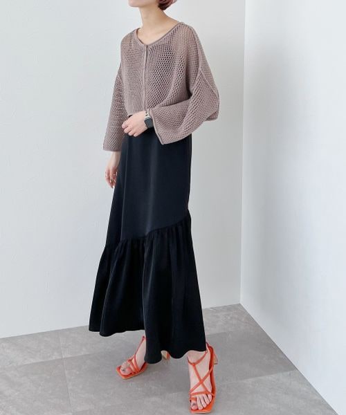 ブルー系 Free Size 福袋セール メッシュカーデsetキャミワンピ Mysty Woman ミスティウーマン ロングワンピース ワンピースブルー系free Size 9 7 Eur Artec Fr