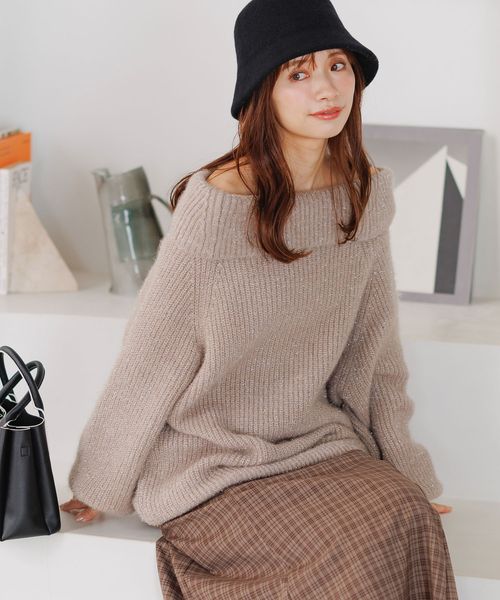 mysty woman ラメシャギーオフショルプルオーバー ライトベージュ FREE ウィメンズインナー ミスティーウーマン 291389 and ST アンドエスティ(旧ドットエスティ) mysty woman ラメシャギーオフショルプルオーバー ライトベージュ FREE ウィメンズインナー ミスティーウーマン 291389 and ST アンドエスティ(旧ドットエスティ)