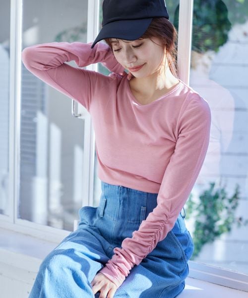 mysty woman 【鈴木ゆうかさん着用アイテム】袖シャーリングプルオーバー ピンク FREE ウィメンズインナー ミスティーウーマン 315112 and ST アンドエスティ(旧ドットエスティ) mysty woman 【鈴木ゆうかさん着用アイテム】袖シャーリングプルオーバー ピンク FREE ウィメンズインナー ミスティーウーマン 315112 and ST アンドエスティ(旧ドットエスティ)