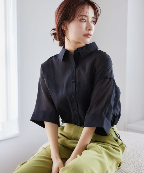 mysty woman ワイドスリーブ裾ドロストシャツ ブラック FREE ウィメンズインナー ミスティーウーマン 315434 and ST アンドエスティ(旧ドットエスティ) mysty woman ワイドスリーブ裾ドロストシャツ ブラック FREE ウィメンズインナー ミスティーウーマン 315434 and ST アンドエスティ(旧ドットエスティ)