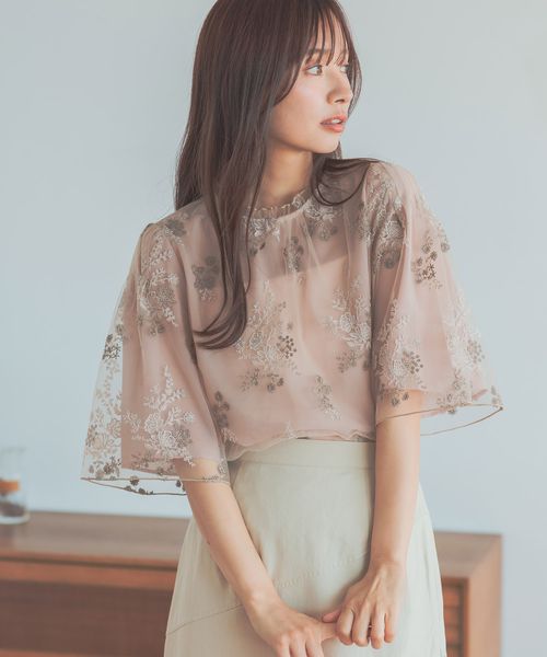 mysty woman 【WEB限定カラー/麻亜里さん着用アイテム】フローラル刺繍フレアスリーブブラウス ピンク FREE ウィメンズインナー ミスティーウーマン 320879 and ST アンドエスティ(旧ドットエスティ) mysty woman 【WEB限定カラー/麻亜里さん着用アイテム】フローラル刺繍フレアスリーブブラウス ピンク FREE ウィメンズインナー ミスティーウーマン 320879 and ST アンドエスティ(旧ドットエスティ)
