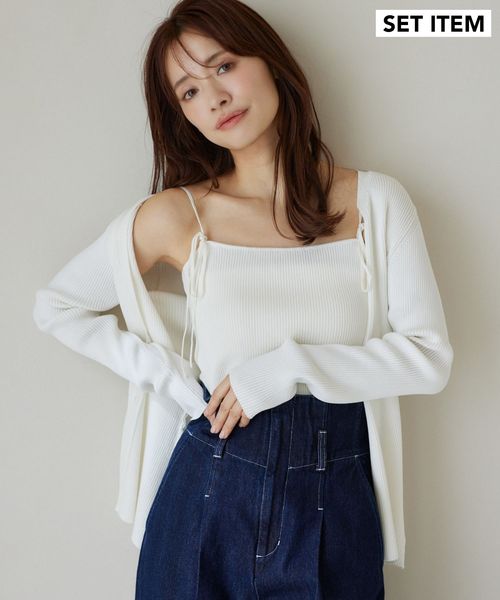 mysty woman 【上西星来さん着用アイテム】Vネックカーディガン×ニットビスチェSET オフホワイト FREE ウィメンズインナー ミスティーウーマン 324730 and ST アンドエスティ(旧ドットエスティ) mysty woman 【上西星来さん着用アイテム】Vネックカーディガン×ニットビスチェSET オフホワイト FREE ウィメンズインナー ミスティーウーマン 324730 and ST アンドエスティ(旧ドットエスティ)