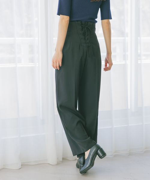 mysty woman バックレースアップストレートパンツ ブラック FREE ウィメンズボトムス ミスティーウーマン 329042 and ST アンドエスティ(旧ドットエスティ) mysty woman バックレースアップストレートパンツ ブラック FREE ウィメンズボトムス ミスティーウーマン 329042 and ST アンドエスティ(旧ドットエスティ)