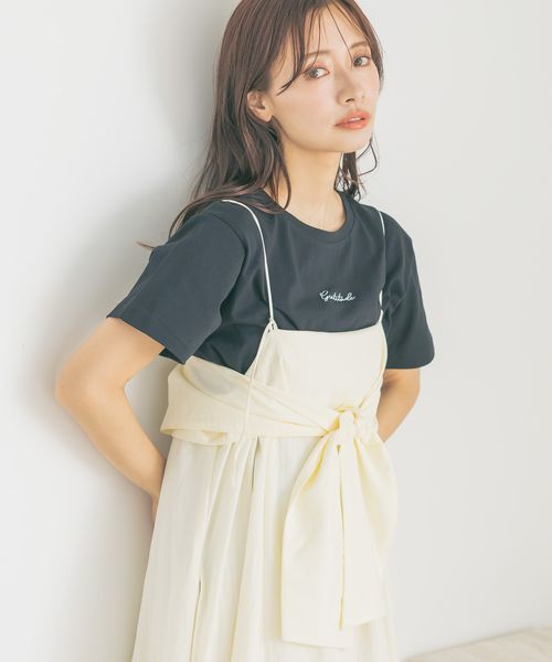mysty woman ロゴ刺繍Tシャツ ブラック FREE ウィメンズインナー ミスティーウーマン 329063 and ST アンドエスティ(旧ドットエスティ) mysty woman ロゴ刺繍Tシャツ ブラック FREE ウィメンズインナー ミスティーウーマン 329063 and ST アンドエスティ(旧ドットエスティ)