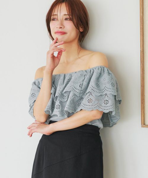mysty woman 2WAYスカラップ刺繍プルオーバー ライトブルー FREE ウィメンズインナー ミスティーウーマン 497902 and ST アンドエスティ(旧ドットエスティ) mysty woman 2WAYスカラップ刺繍プルオーバー ライトブルー FREE ウィメンズインナー ミスティーウーマン 497902 and ST アンドエスティ(旧ドットエスティ)