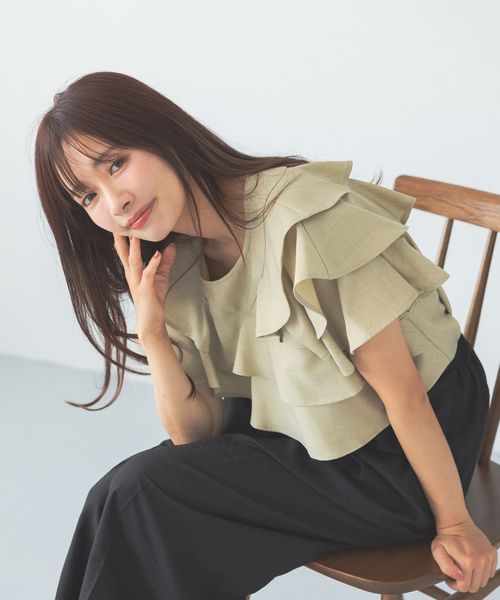 mysty woman 【WEB限定】メニーフリルブラウス グリーン FREE ウィメンズインナー ミスティーウーマン 499731 and ST アンドエスティ(旧ドットエスティ) mysty woman 【WEB限定】メニーフリルブラウス グリーン FREE ウィメンズインナー ミスティーウーマン 499731 and ST アンドエスティ(旧ドットエスティ)